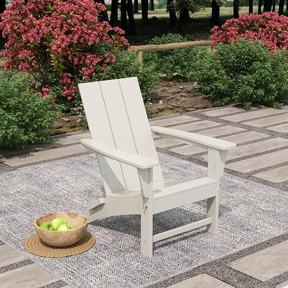 WO Home Furniture HDPE Adirondack Chair Folding Poly Lumber All Weather UV/Fade Resistant Heavy Duty for Patio, Backyard, Balcony, Garden, Lawn (Sand)…