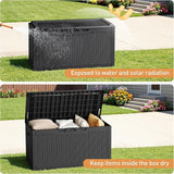Greesum 100 Gallon Resin Deck Box Large Outdoor Storage Boxes with Cushions for Garden Tools, Patio Furniture Pillows - Photo 4