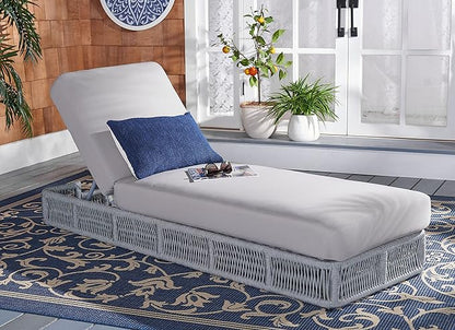 SAFAVIEH Outdoor Collection Gillian Grey Rope/Grey Cushion Chaise Lounge Chair (PAT7527C)