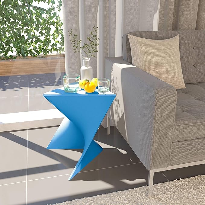 LeisureMod 15.75" Triangular Side Table, Stackable Plastic Accent End Table for Indoor & Outdoor Use - Photo 2