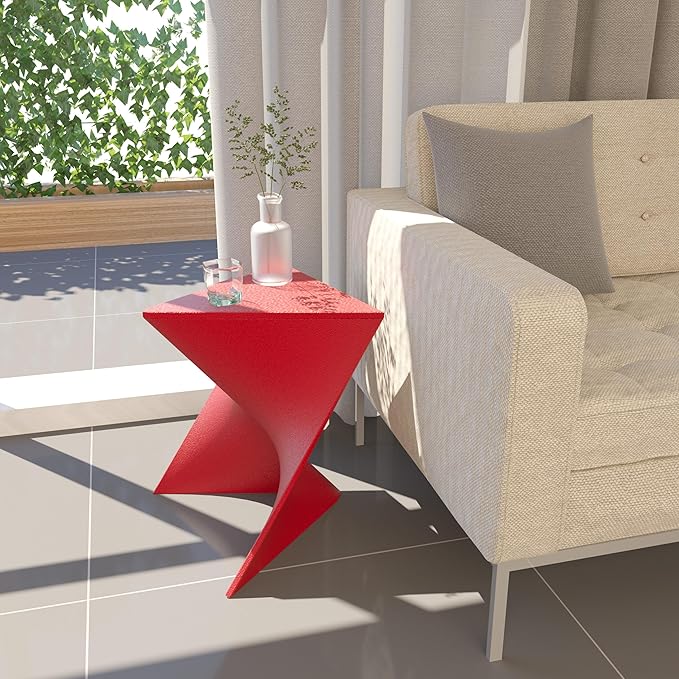 LeisureMod 15.75" Triangular Side Table, Stackable Plastic Accent End Table for Indoor & Outdoor Use - Photo 2