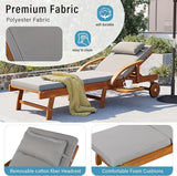 LUMISOL Acacia Wood Chaise Lounge Chair Set of 2, Patio Outdoor Chaise Lounge with Cushions, Adjustable Backrest - Photo 6