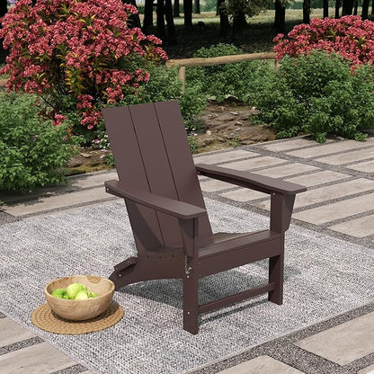 WestinTrends Ashore Modern Outdoor Folding Adirondack Chair, Dark Brown