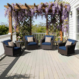 6 Pieces Patio Conversation Furniture Set - 4 Swivel Chairs, 2 Side Tables - Photo 5
