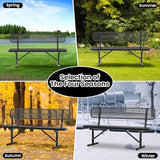 6 FT Heavy Duty Park Bench, Outdoor Metal Black Bench with Back-Commercial Steel Benches for Outside - Photo 8