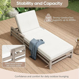 5-Position Adjustable Outdoor Chaise Lounge Set of 2, Solid Wood Patio Recliner Chair with Thick Cushions for Pool - Photo 4