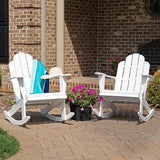 Jayde White Solid Wood Outdoor Adirondack Rocking Chair Set of 2 by Linon - Photo 2
