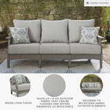 Signature Design by Ashley Visola Outdoor Patio Sofa with All-Weather Cushion and 2 Throw Pillows - Photo 4