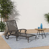 VINGLI Cast Aluminum Outdoor Chaise Lounge Chair with Wheels, Patio Chaise Lounge with 3-Position Adjustable Backrest - Photo 2