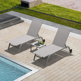 Domi Chaise Lounge Outdoor Set of 3, Lounge Chairs for Outside with Wheels - Photo 3