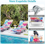 GYMAX Tanning Chair, 2Pcs Folding Beach Chairs with Adjustable Backrest, Footrest, 330lbs Capacity & Shoulder Strap - Photo 7