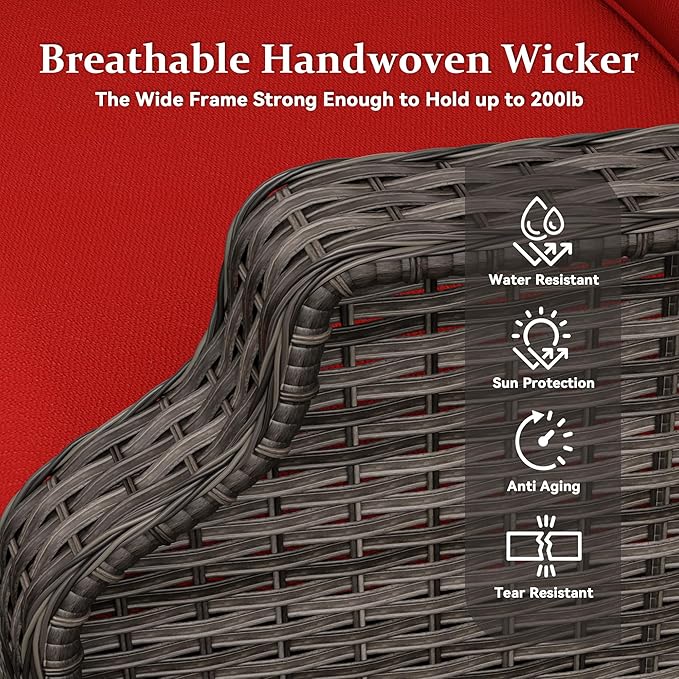 Outdoor Patio Loveseat, All-Weather 2-Seater Wicker Loveseat with Cushions, Outdoor Patio Love Seat Sofa for Garden - Photo 5