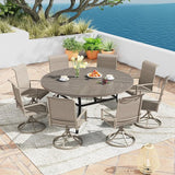 Patio Dining Table for 8-10, Round Metal Outdoor Table with Storage Shelf, 1.57" Umbrella Hole - Photo 2