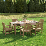 Stoog 7-Piece All-Weather Patio Dining Set, HIPS Dining Table with Cross-Braced Aluminum Frame & Umbrella Hole - Photo 7