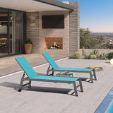 PURPLE LEAF Outdoor Lounge Chair Set for 2 Aluminum Patio Chaise Lounger with Wheels and Adjustable Backrest Pool - Photo 2