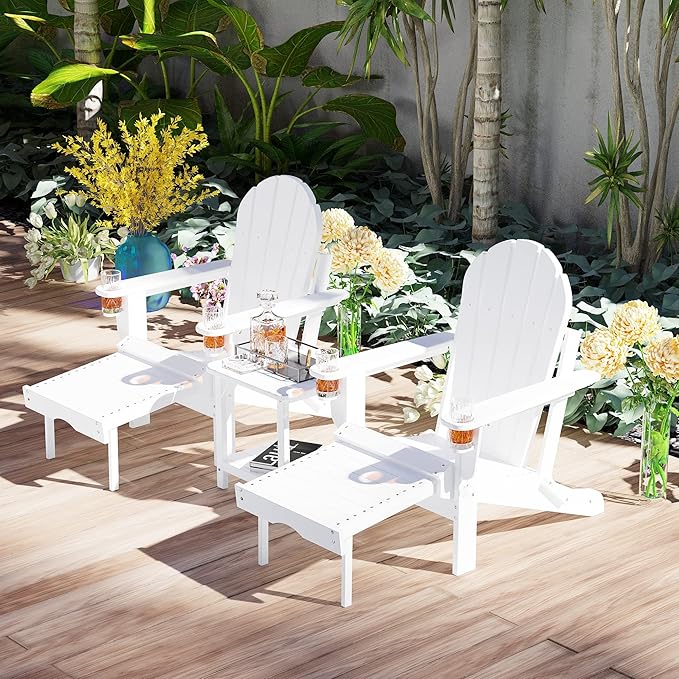 Sundale Outdoor 18" Small Side Table, Patio HDPE All Weather Small Adirondack End Table Water Resistant 2 Tier Rectangular Outside Table for Pool, Garden, Beach, White
