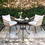 24 Inch Round Cast Aluminum Bistro Table - Outdoor Patio Coffee Table with Umbrella Hole - Photo 6