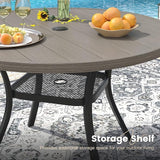 VICLLAX 40.6" Round Metal Outdoor Dining Table for 4, Patio Table with Umbrella Hole and Storage Shelf for Garden, Lawn - Photo 6