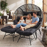 NICESOUL Luxury Double Egg Chair with Footrest & Cushions, Two Person Wicker Eggshell Chair Large with Ottoman - Photo 3