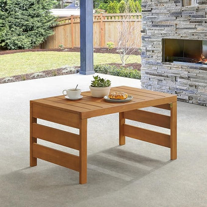 Alaterre Furniture Barton Outdoor Coffee Table - Weather-Resistant Eucalyptus Wood Slotted Table for Patio, Porch, Deck, or Poolside (Brown)