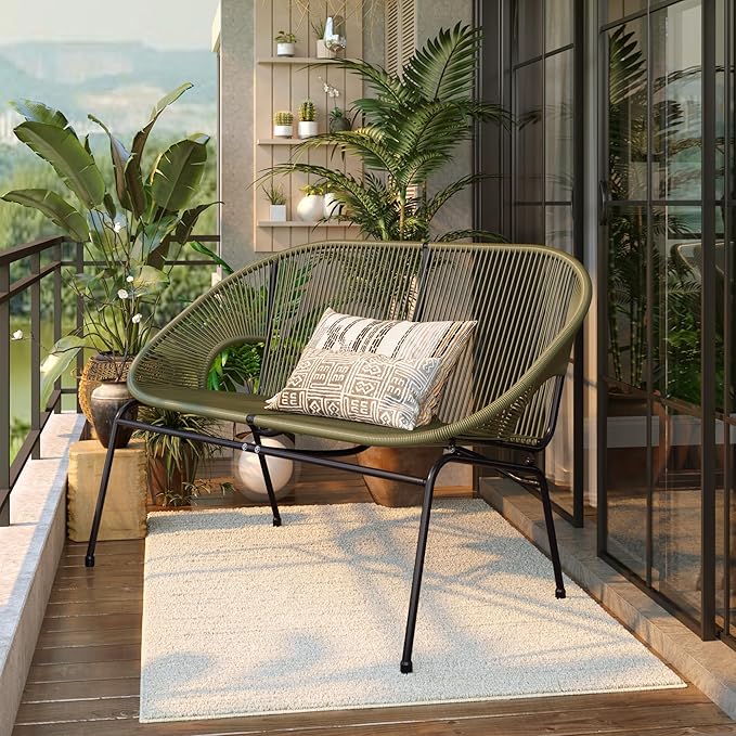 GDFStudio Patio Loveseat All-Weather Rattan 2 Seater Sofa Outdoor Patio Furniture Set for Balcony Poolside Backyard - Photo 4