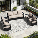 Outdoor Aluminum Furniture Set, 5-Piece Patio Conversation Set, 4 Chairs and 1 Sofa, All-Weather Metal Frame - Photo 1