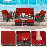 Wicker Patio Furniture Sets, 7 Pieces Outdoor Furniture with Patio Chairs, Outdoor 3-Seater Sofa, Ottoman, Coffee Table - Photo 3