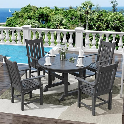 WestinTrends Malibu Classic Outdoor Dining Chairs with Arms, All Weather Poly Lumber Adirondack Patio Chairs Restaurant Bistro Chairs Support 350 LBS, Arched Backrest and Curved Seat, Gray