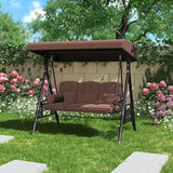 AECOJOY Outdoor Porch Swing, 3-Seat Porch Swing with Adjustable Canopy - Photo 7