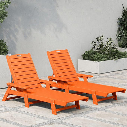 WestinTrends Malibu Poly Reclining Chaise Lounge (Set of 2) Orange