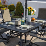 Sour Citrus Rectangular Outdoor Metal Patio Dining Table with Umbrella Hole, Weather-Resistant Table for Garden - Photo 5