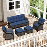 Patio Furniture Set 5 Pieces, Outdoor Wicker Furniture with Coffee Table and Side Table - Photo 5