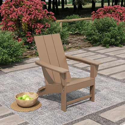 WO Home Furniture HDPE Adirondack Chair Folding Poly Lumber All Weather UV/Fade Resistant Heavy Duty for Patio, Backyard, Balcony, Garden, Lawn (Weathered Wood)…