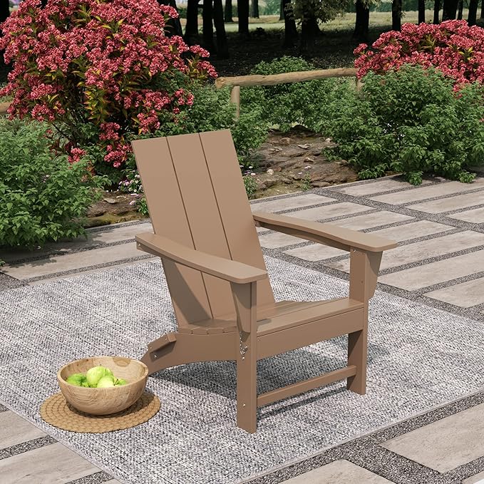 WestinTrends Ashore Modern Outdoor Folding Adirondack Chair, Weathered Wood