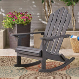 Christopher Knight Home Cara Outdoor Adirondack Acacia Wood Rocking Chair, Dark Gray Finish - Photo 2
