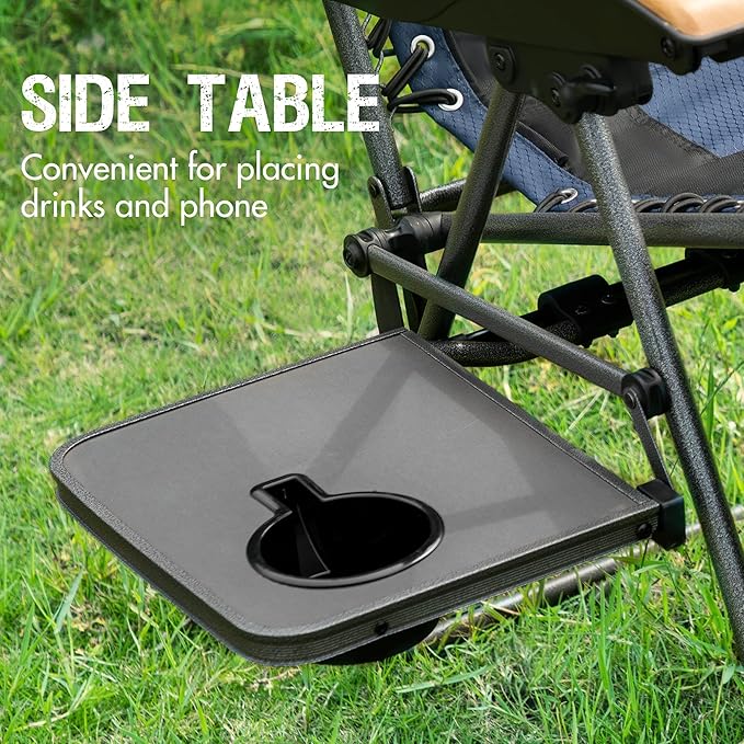 Portal Portable Zero Gravity Chair, Lounge Chair Outdoor Oversized Zero Gravity Chair Folding Lounge Chair with Adjustable Pillows and Cup Holder for Poolside Backyard and Lawn, Support 350lbs