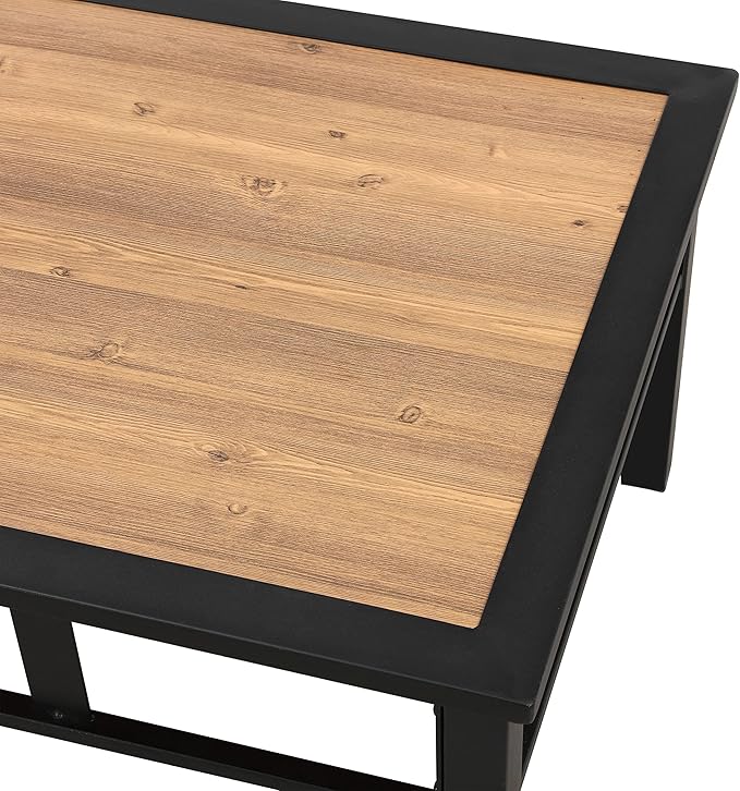 PatioFestival Aluminum Composite Panel Outdoor End Table, Weather Resistant, Black with Wood Grain, Square, Modern, Outdoor Side Table