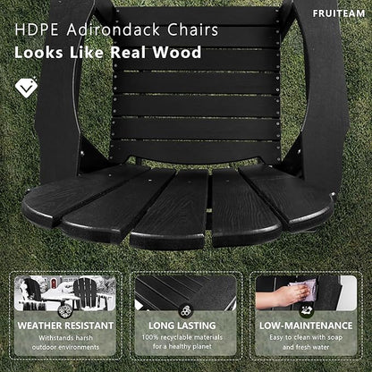 FRUITEAM Adirondack Chairs Set of 2, Recycled Poly Adirondack Chair Balcony Chair with Connecting Table, Weather-Resistant Outdoor Bar-Height Tall Adirondack Chairs for Patio, Pool, Yard, Lawn