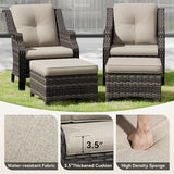 Wicker Patio Furniture Set - 4 Piece Rattan Outdoor Conversation Sets with 2 Wicker Patio Chairs, 2 Ottomans for Garden - Photo 3