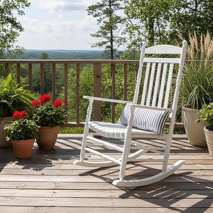 Shine Company Rhode Island Wooden Traditional Rocking Chair, White