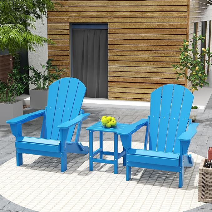 Costaelm 3 piece Patio Set, Outdoor Modern Adirondack Table and Chairs - Photo 2