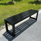 Backless Outdoor Garden Bench, Park Bench with Slatted Seat, All Weather Outdoor Benches - Photo 1