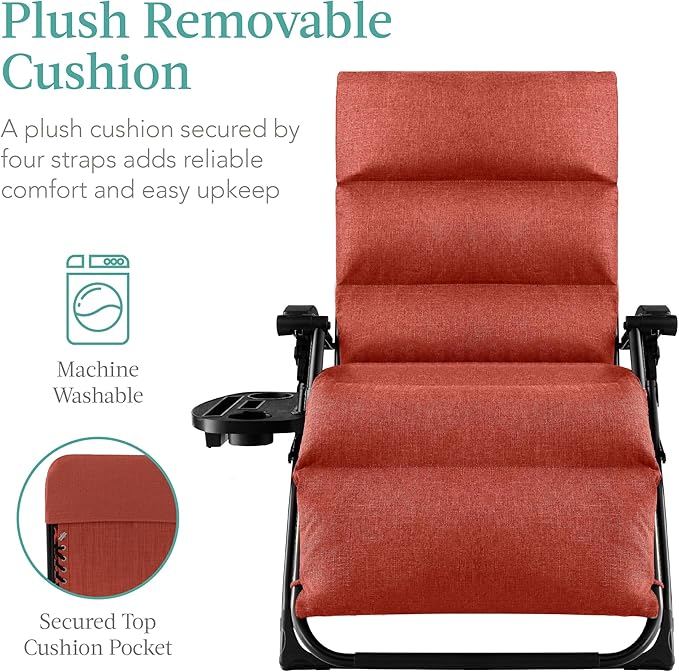 Best Choice Products Oversized Zero Gravity Chair, Folding Outdoor Patio Recliner - Photo 3