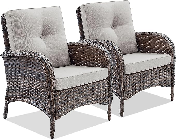 Belord Patio Club Chair Wicker Chairs - Outdoor High Back Chair Set of 2 Patio Furniture Set Rattan Seating with - Photo 1