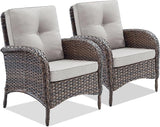 Belord Patio Club Chair Wicker Chairs - Outdoor High Back Chair Set of 2 Patio Furniture Set Rattan Seating with - Photo 1