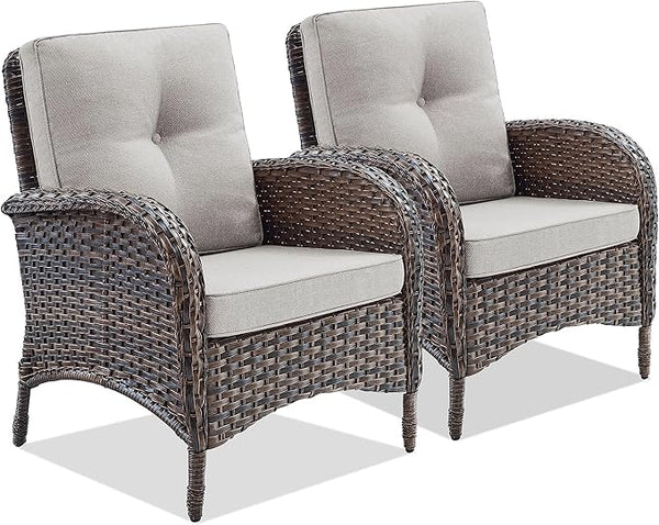 Belord Patio Club Chair Wicker Chairs - Outdoor High Back Chair Set of 2 Patio Furniture Set Rattan Seating with - Photo 1