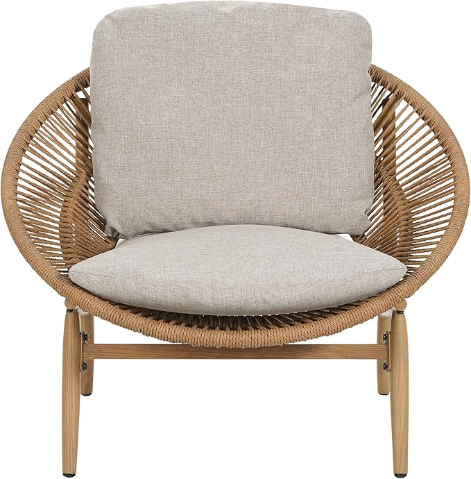 Merax Outdoor Wicker Papasan Chair, Rattan Patio Papasan Egg Lounge Chair with Cozy Cushion - Photo 3