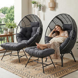 NICESOUL® 2 Person Wicker Stationary Egg Chair Indoor Outdoor Egg Basket Lounge Chair Oversized Egg Seat with Legs - Photo 2