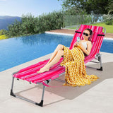 Tangkula Tanning Chair, Outdoor Folding Beach Lounge Chair with Face Hole, Adjustable Footrest, Removable Pillow - Photo 2