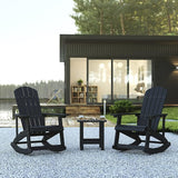 Flash Furniture Set of 2 Savannah Adirondack Rocking Chairs - Commercial Grade All-Weather Black Poly Resin Wood - Photo 2